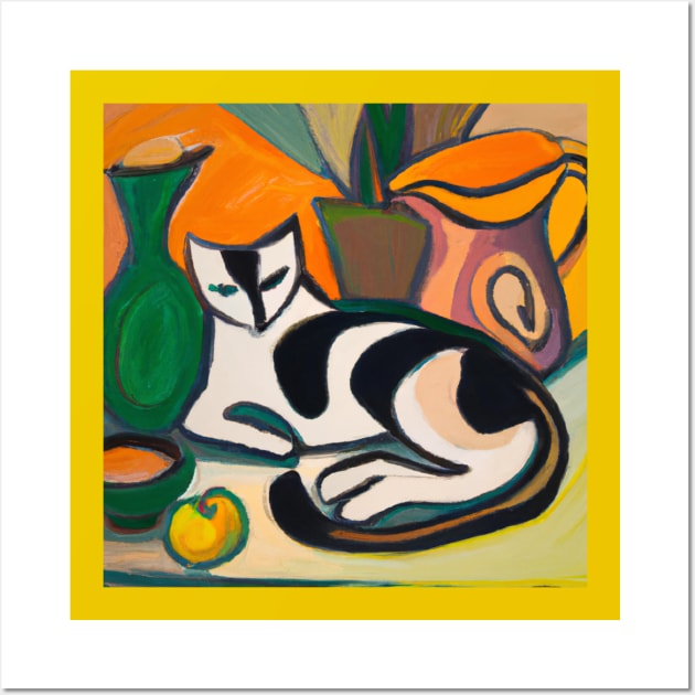 Still Life With Cat in Style of Henri Matisse Wall Art by Star Scrunch